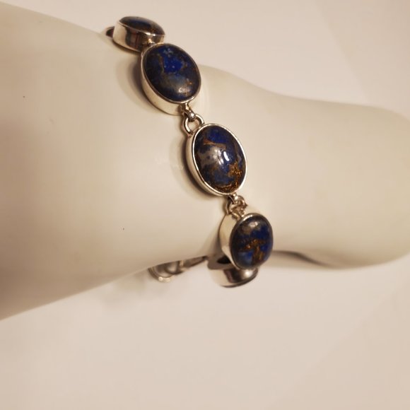 Jewelry - LAPIS  LAZULI  STERLING  SILVER  BRACELET
